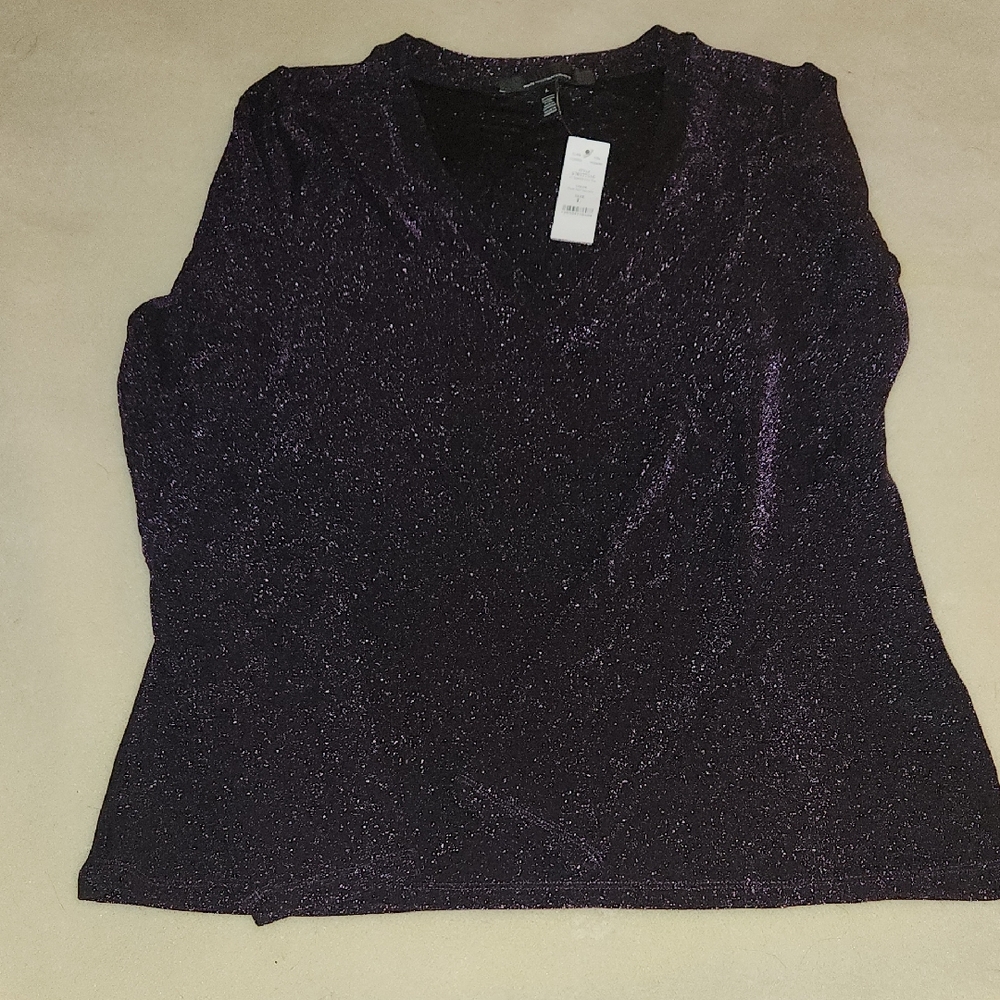 White House Black Market Glittery Dark Purple Top